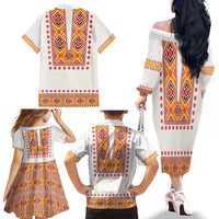 Slovakia Costume Family Matching Off The Shoulder Long Sleeve Dress and Hawaiian Shirt Traditional Folk Pattern
