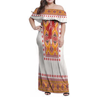 Slovakia Costume Family Matching Off Shoulder Maxi Dress and Hawaiian Shirt Traditional Folk Pattern