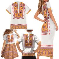 Slovakia Costume Family Matching Short Sleeve Bodycon Dress and Hawaiian Shirt Traditional Folk Pattern