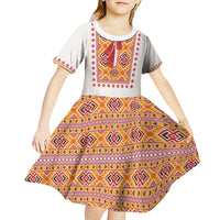 Slovakia Costume Kid Short Sleeve Dress Traditional Folk Pattern