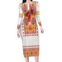 Slovakia Costume Long Sleeve Bodycon Dress Traditional Folk Pattern