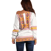 Slovakia Costume Off Shoulder Sweater Traditional Folk Pattern