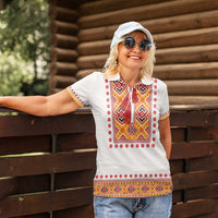 Slovakia Costume Women Polo Shirt Traditional Folk Pattern