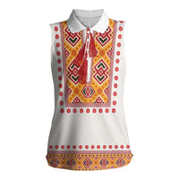 Slovakia Costume Women Sleeveless Polo Shirt Traditional Folk Pattern