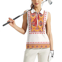 Slovakia Costume Women Sleeveless Polo Shirt Traditional Folk Pattern