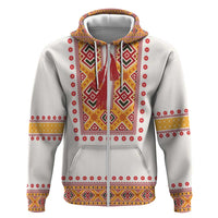 Slovakia Costume Zip Hoodie Traditional Folk Pattern