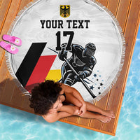 Custom Germany Ice Hockey Beach Blanket Retro Jersey