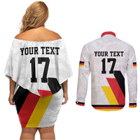 Custom Germany Ice Hockey Couples Matching Off Shoulder Short Dress and Long Sleeve Button Shirt Retro Jersey
