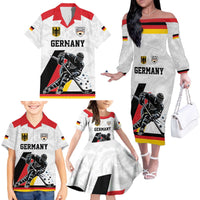 Custom Germany Ice Hockey Family Matching Off The Shoulder Long Sleeve Dress and Hawaiian Shirt Retro Jersey