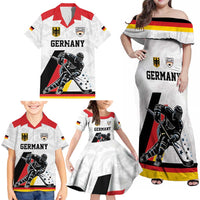 Custom Germany Ice Hockey Family Matching Off Shoulder Maxi Dress and Hawaiian Shirt Retro Jersey