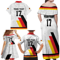 Custom Germany Ice Hockey Family Matching Off Shoulder Maxi Dress and Hawaiian Shirt Retro Jersey