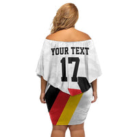 Custom Germany Ice Hockey Family Matching Off Shoulder Short Dress and Hawaiian Shirt Retro Jersey