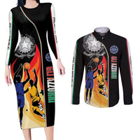 Custom Italian Republic Baketball Couples Matching Long Sleeve Bodycon Dress and Long Sleeve Button Shirt Sporty Style