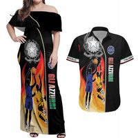 Custom Italian Republic Baketball Couples Matching Off Shoulder Maxi Dress and Hawaiian Shirt Sporty Style