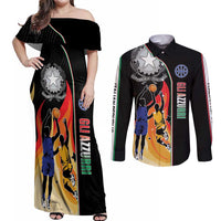 Custom Italian Republic Baketball Couples Matching Off Shoulder Maxi Dress and Long Sleeve Button Shirt Sporty Style