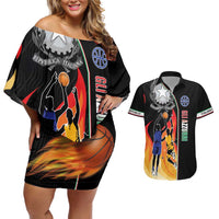 Custom Italian Republic Baketball Couples Matching Off Shoulder Short Dress and Hawaiian Shirt Sporty Style