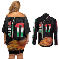 Custom Italian Republic Baketball Couples Matching Off Shoulder Short Dress and Long Sleeve Button Shirt Sporty Style