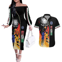 Custom Italian Republic Baketball Couples Matching Off The Shoulder Long Sleeve Dress and Hawaiian Shirt Sporty Style