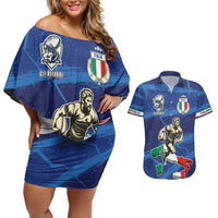 Italian Republic Rugby Custom Couples Matching Off Shoulder Short Dress and Hawaiian Shirt Sporty Style