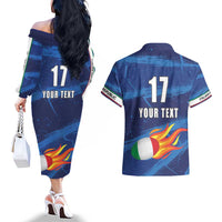 Italian Republic Rugby Custom Couples Matching Off The Shoulder Long Sleeve Dress and Hawaiian Shirt Sporty Style