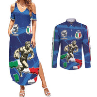 Italian Republic Rugby Custom Couples Matching Summer Maxi Dress and Long Sleeve Button Shirt Sporty Style