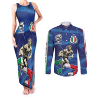 Italian Republic Rugby Custom Couples Matching Tank Maxi Dress and Long Sleeve Button Shirt Sporty Style