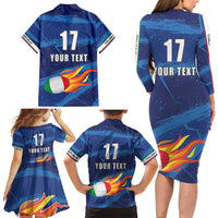 Italian Republic Rugby Custom Family Matching Long Sleeve Bodycon Dress and Hawaiian Shirt Sporty Style
