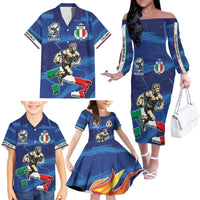 Italian Republic Rugby Custom Family Matching Off The Shoulder Long Sleeve Dress and Hawaiian Shirt Sporty Style
