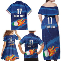 Italian Republic Rugby Custom Family Matching Off Shoulder Maxi Dress and Hawaiian Shirt Sporty Style
