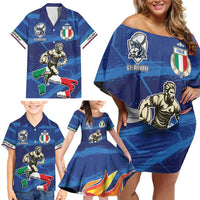 Italian Republic Rugby Custom Family Matching Off Shoulder Short Dress and Hawaiian Shirt Sporty Style