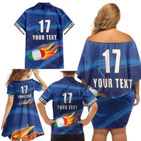 Italian Republic Rugby Custom Family Matching Off Shoulder Short Dress and Hawaiian Shirt Sporty Style