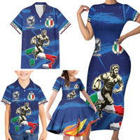 Italian Republic Rugby Custom Family Matching Short Sleeve Bodycon Dress and Hawaiian Shirt Sporty Style