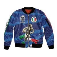 Italian Republic Rugby Custom Sleeve Zip Bomber Jacket Sporty Style