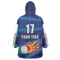 Italian Republic Rugby Custom Wearable Blanket Hoodie Sporty Style