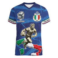 Italian Republic Rugby Custom Women V-Neck T-Shirt Sporty Style