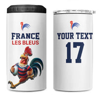 France Rugby Custom 4 in 1 Can Cooler Tumbler Come on Les Bleus White Style