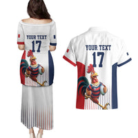France Rugby Custom Couples Matching Puletasi and Hawaiian Shirt Come on Les Bleus White Style