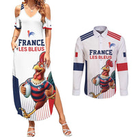 France Rugby Custom Couples Matching Summer Maxi Dress and Long Sleeve Button Shirt Come on Les Bleus White Style