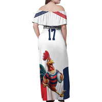 France Rugby Custom Family Matching Off Shoulder Maxi Dress and Hawaiian Shirt Come on Les Bleus White Style