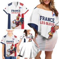 France Rugby Custom Family Matching Off Shoulder Short Dress and Hawaiian Shirt Come on Les Bleus White Style