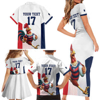 France Rugby Custom Family Matching Short Sleeve Bodycon Dress and Hawaiian Shirt Come on Les Bleus White Style