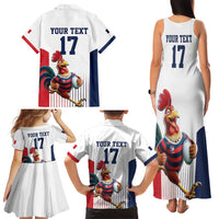 France Rugby Custom Family Matching Tank Maxi Dress and Hawaiian Shirt Come on Les Bleus White Style
