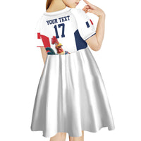 France Rugby Custom Kid Short Sleeve Dress Come on Les Bleus White Style