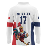 France Rugby Custom Long Sleeve Polo Shirt Come on Les Bleus White Style