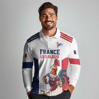 France Rugby Custom Long Sleeve Polo Shirt Come on Les Bleus White Style