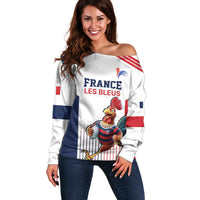 France Rugby Custom Off Shoulder Sweater Come on Les Bleus White Style