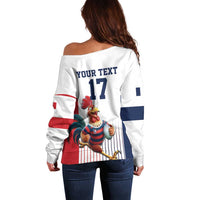 France Rugby Custom Off Shoulder Sweater Come on Les Bleus White Style