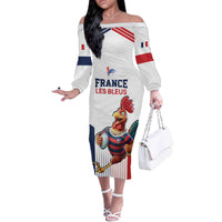 France Rugby Custom Off The Shoulder Long Sleeve Dress Come on Les Bleus White Style