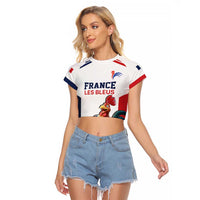 France Rugby Custom Raglan Cropped T Shirt Come on Les Bleus White Style