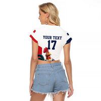 France Rugby Custom Raglan Cropped T Shirt Come on Les Bleus White Style